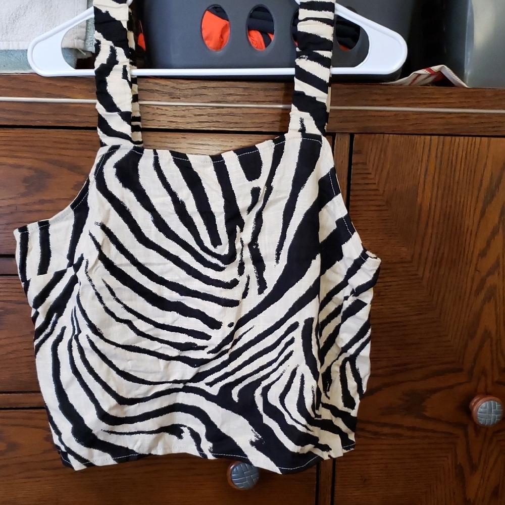 Ricki's Black and White Zebra Print Crop Top